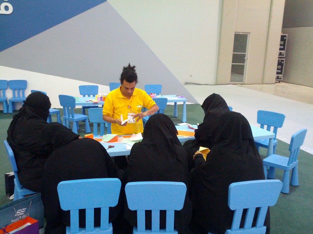 Ossama Helmy at an origami workshop in Saudi Arabia in 2012.
