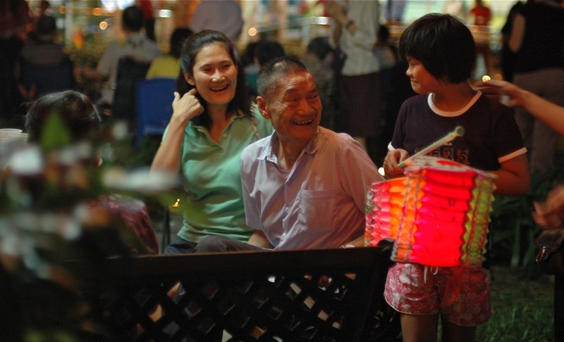 Hospice resident Mr Tan at the Mid Autumn Festival. Palliative care is one of the Lien Foundation’s three focus areas.