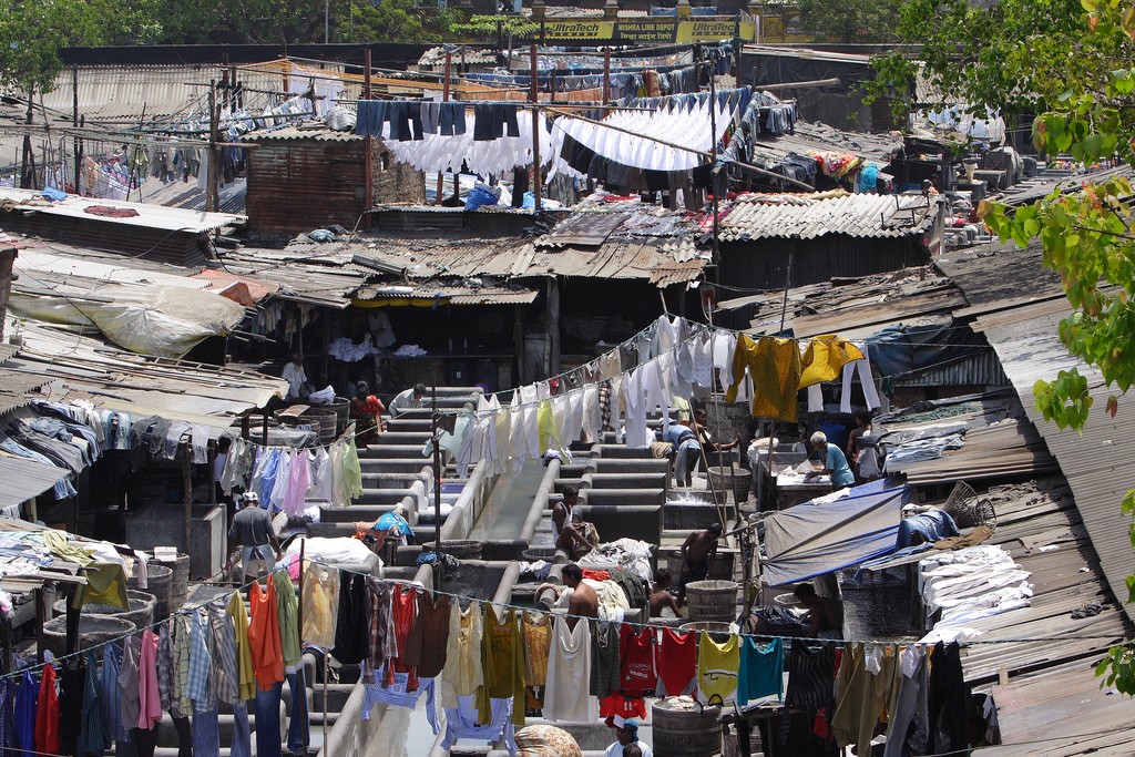 Every day, hundreds of washermen work in the open laundry in Mumbai, India. 