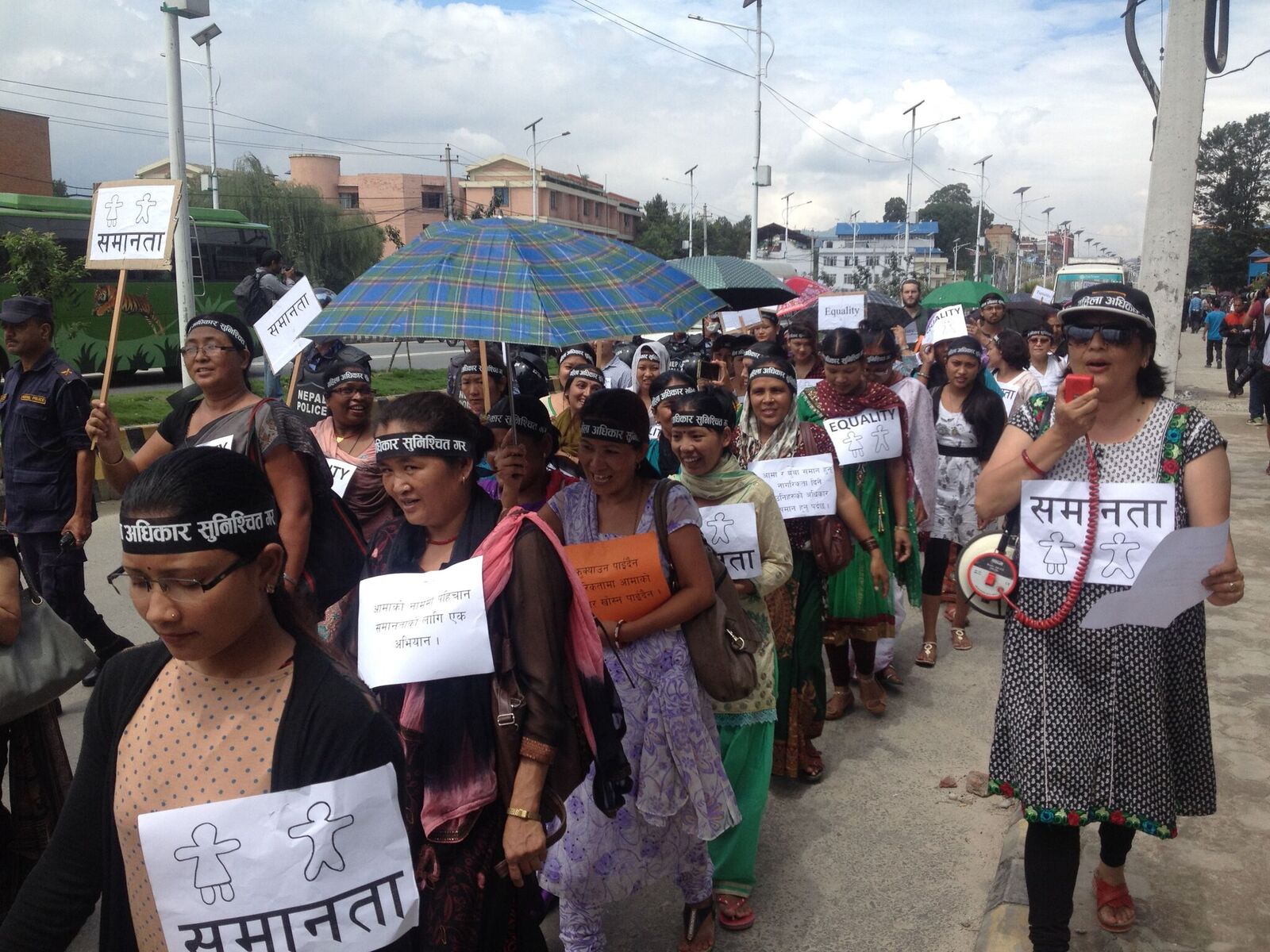 Marchers for gender equality in a campaign launched by Tewa as the Nepalese constitution was being debated
