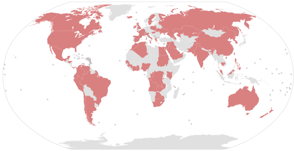 Countries implicated in the Panama Papers.