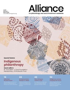 Cover of Alliance magazine's March 202o issue on Indigenous philanthropy