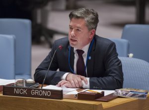 Grono addresses the UN Security Council during a debate on modern slavery and human trafficking.