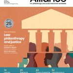 Cover for Alliance magazine's March 2021 issue on law and philanthropy.