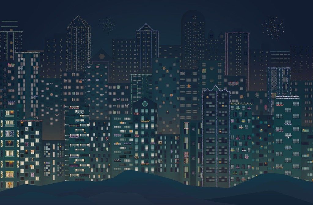 Digitalized night city-scape of Mumbai